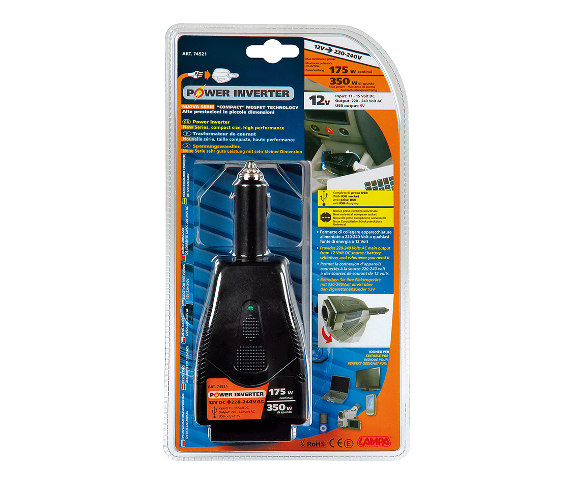 POWER INVERTER 12V 175W > 350W MAX 74521 LAMPA