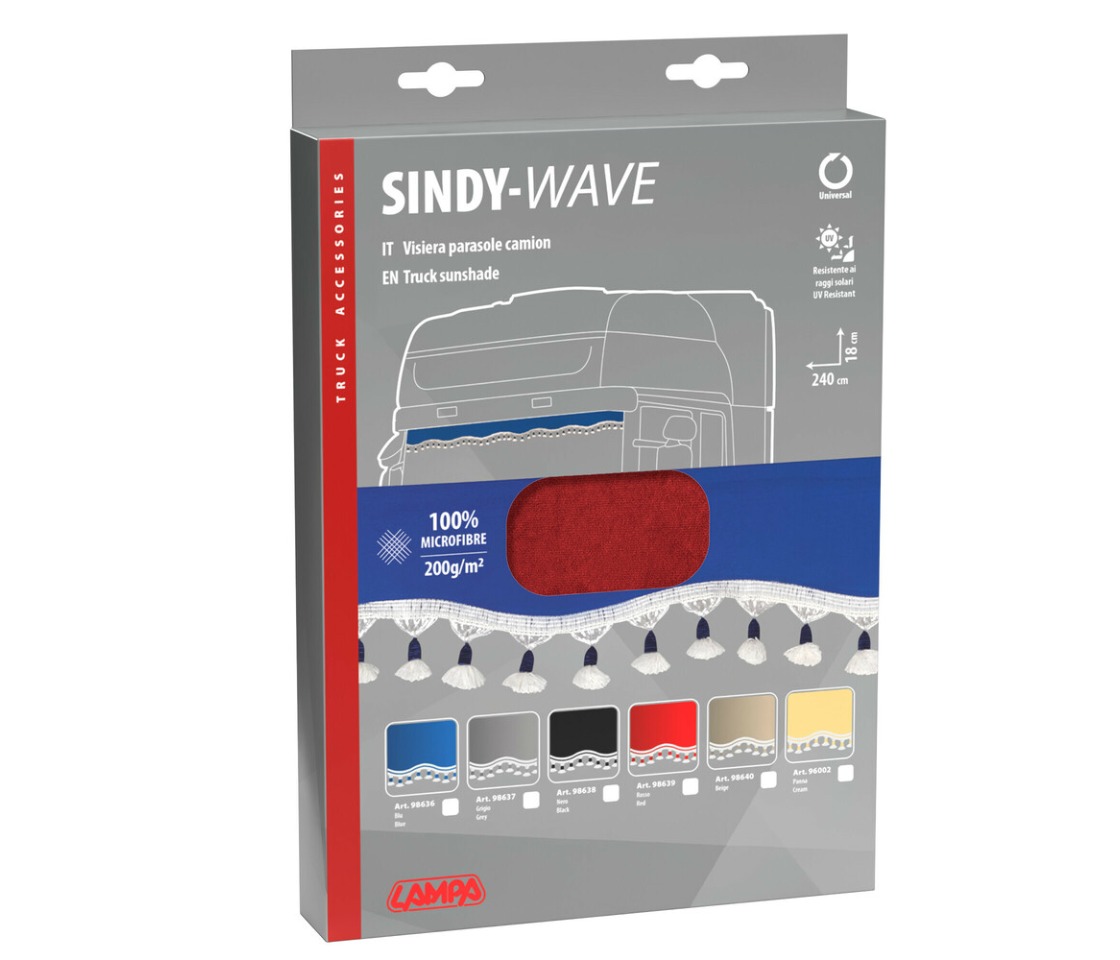 CORTINA FRONTAL PARA CAMIÃO EM MICROFIBRA SINDY VERMELHA LAMPA 98639
